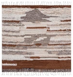 Safavieh Kenya Hand-knotted Round Area Rug - Luxurious Wool Blend With Intricate Patterns For Modern Homes Grey ,Brown 90% Wool,10% Cotton Kny225a-4sq