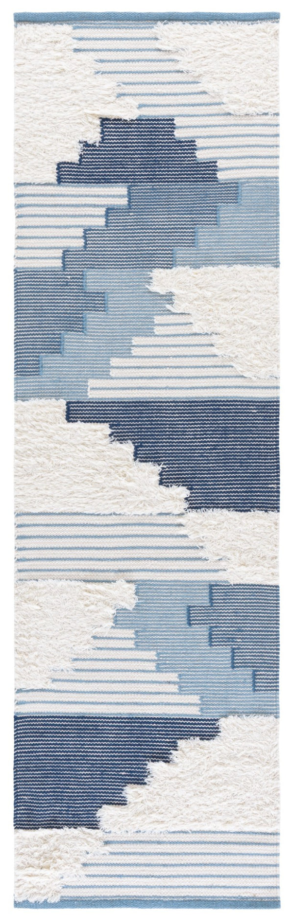 Safavieh Kenya Hand-woven Geometric Area Rug – Luxurious Blue And Ivory Design For Elegant Home Décor Blue ,Ivory 80% Wool,20% Cotton Kny278m-4