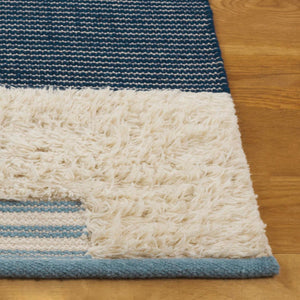 Safavieh Kenya Hand-woven Geometric Area Rug – Luxurious Blue And Ivory Design For Elegant Home Décor Blue ,Ivory 80% Wool,20% Cotton Kny278m-4