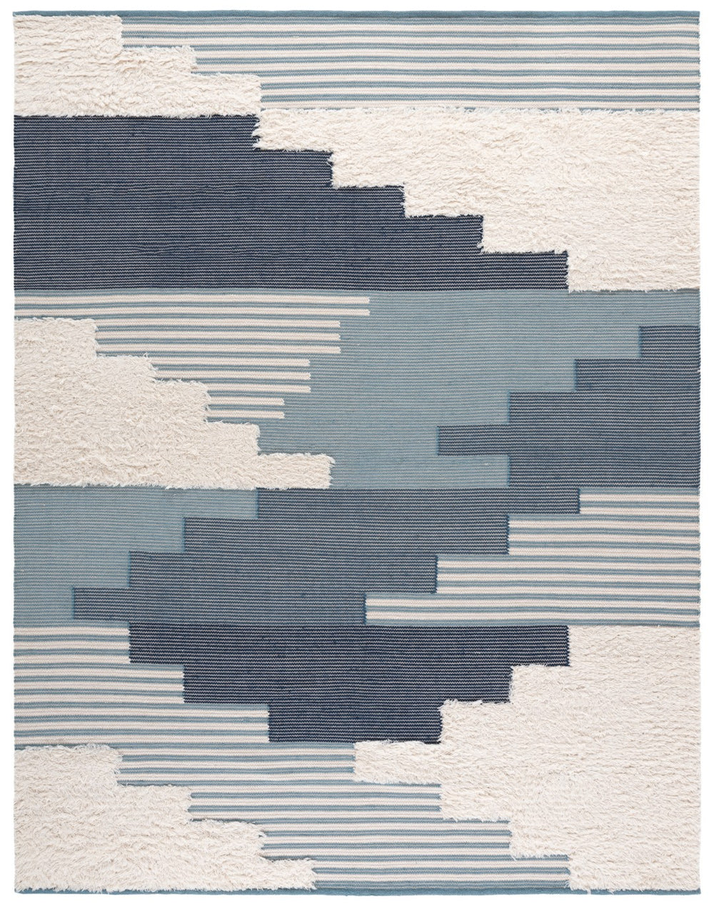 Safavieh Kenya Hand-woven Geometric Area Rug – Luxurious Blue And Ivory Design For Elegant Home Décor Blue ,Ivory 80% Wool,20% Cotton Kny278m-4