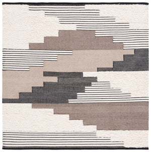 Safavieh Kenya Hand-woven Geometric Area Rug – Luxurious Blue And Ivory Design For Elegant Home Décor Black ,Ivory 80% Wool,20% Cotton Kny278z-4r