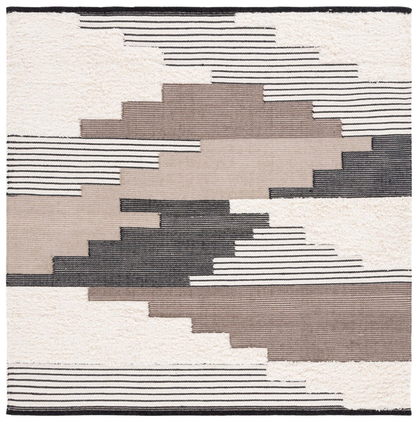 Safavieh Kenya Hand-woven Geometric Area Rug – Luxurious Blue And Ivory Design For Elegant Home Décor Black ,Ivory 80% Wool,20% Cotton Kny278z-4r