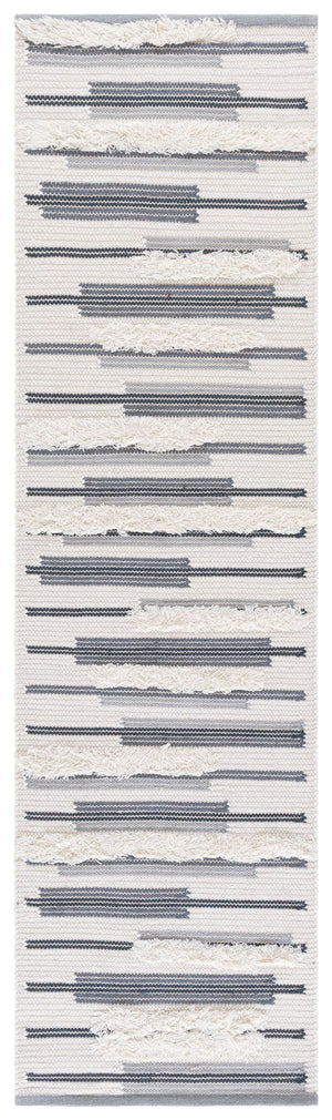 Safavieh Kenya Hand Woven Runner Rug - Elegant Geometric Design For Hallways, Entryways, And Living Spaces Grey ,Ivory 80% Wool,20% Cotton Kny279f-28