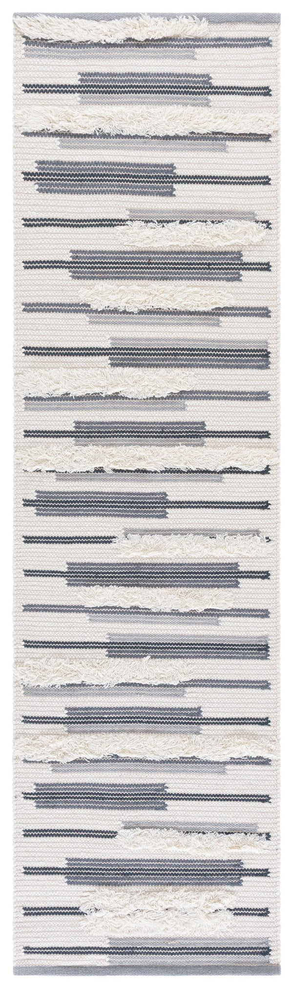 Safavieh Kenya Hand Woven Runner Rug - Elegant Geometric Design For Hallways, Entryways, And Living Spaces Grey ,Ivory 80% Wool,20% Cotton Kny279f-28