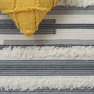 Safavieh Kenya Hand Woven Runner Rug - Elegant Geometric Design For Hallways, Entryways, And Living Spaces Grey ,Ivory 80% Wool,20% Cotton Kny279f-5