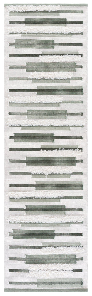 Safavieh Kenya Hand Woven Runner Rug - Elegant Geometric Design For Hallways, Entryways, And Living Spaces Sage ,Ivory 80% Wool,20% Cotton Kny279w-28