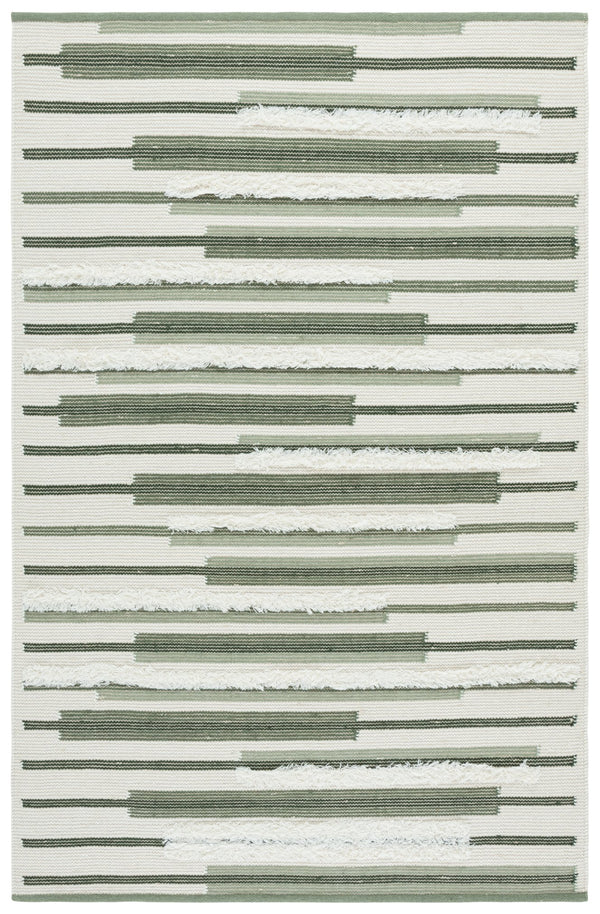 Safavieh Kenya Hand Woven Runner Rug - Elegant Geometric Design For Hallways, Entryways, And Living Spaces Sage ,Ivory 80% Wool,20% Cotton Kny279w-5