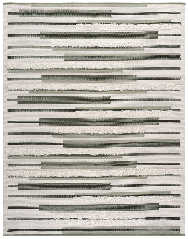 Safavieh Kenya Hand Woven Runner Rug - Elegant Geometric Design For Hallways, Entryways, And Living Spaces Sage ,Ivory 80% Wool,20% Cotton Kny279w-8