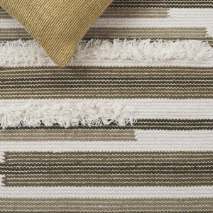 Safavieh Kenya Hand Woven Runner Rug - Elegant Geometric Design For Hallways, Entryways, And Living Spaces Olive ,Ivory 80% Wool,20% Cotton Kny279x-5