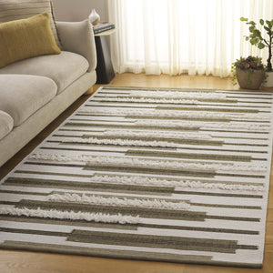 Safavieh Kenya Hand Woven Runner Rug - Elegant Geometric Design For Hallways, Entryways, And Living Spaces Olive ,Ivory 80% Wool,20% Cotton Kny279x-5