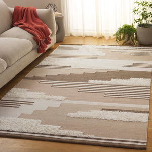 Safavieh Kenya Handwoven Area Rug – Artisan Crafted Luxury For Your Home With Timeless Geometric Elegance Beige ,Ivory 80% Wool,20% Cotton Kny280b-4