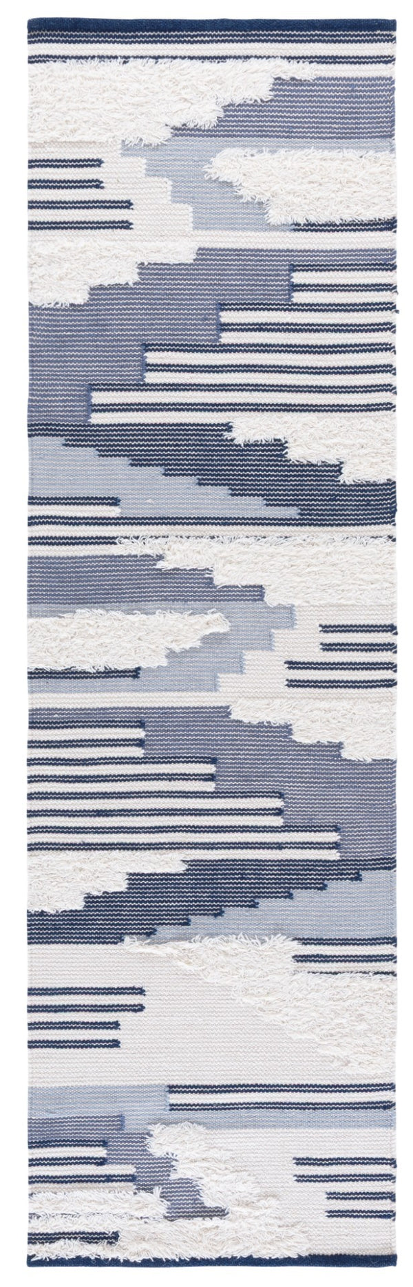 Safavieh Kenya Handwoven Area Rug – Artisan Crafted Luxury For Your Home With Timeless Geometric Elegance Blue ,Ivory 80% Wool,20% Cotton Kny280m-9
