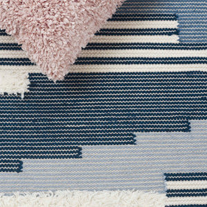 Safavieh Kenya Handwoven Area Rug – Artisan Crafted Luxury For Your Home With Timeless Geometric Elegance Blue ,Ivory 80% Wool,20% Cotton Kny280m-9