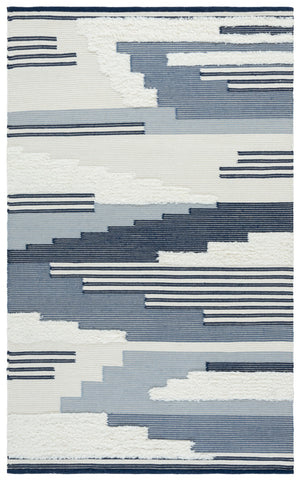 Safavieh Kenya Handwoven Area Rug – Artisan Crafted Luxury For Your Home With Timeless Geometric Elegance Blue ,Ivory 80% Wool,20% Cotton Kny280m-9