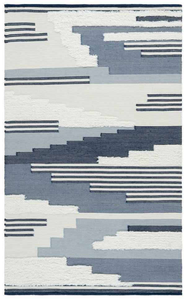 Safavieh Kenya Handwoven Area Rug – Artisan Crafted Luxury For Your Home With Timeless Geometric Elegance Blue ,Ivory 80% Wool,20% Cotton Kny280m-9