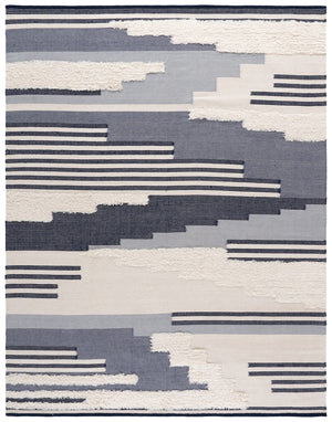 Safavieh Kenya Handwoven Area Rug – Artisan Crafted Luxury For Your Home With Timeless Geometric Elegance Blue ,Ivory 80% Wool,20% Cotton Kny280m-9