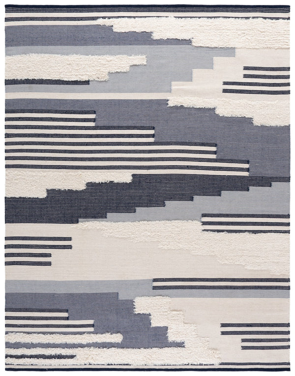 Safavieh Kenya Handwoven Area Rug – Artisan Crafted Luxury For Your Home With Timeless Geometric Elegance Blue ,Ivory 80% Wool,20% Cotton Kny280m-9