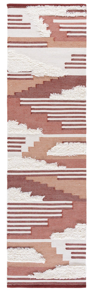 Safavieh Kenya Handwoven Runner Rug - Luxurious Geometric Design For Hallways & Modern Spaces, Crafted In India Rust ,Ivory 80% Wool,20% Cotton Kny280p-28