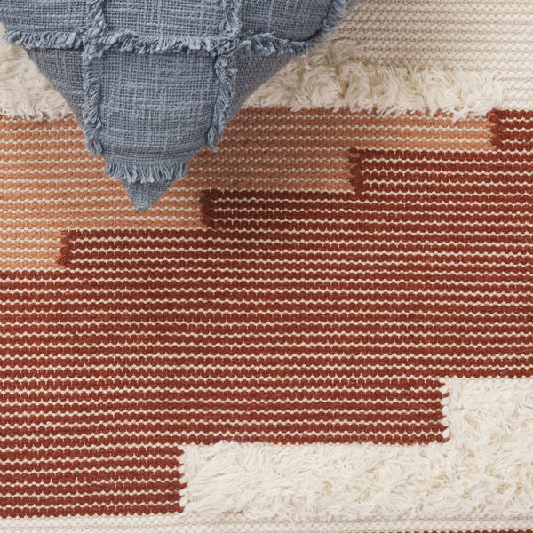 Safavieh Kenya Handwoven Area Rug – Artisan Crafted Luxury For Your Home With Timeless Geometric Elegance Rust ,Ivory 80% Wool,20% Cotton Kny280p-3