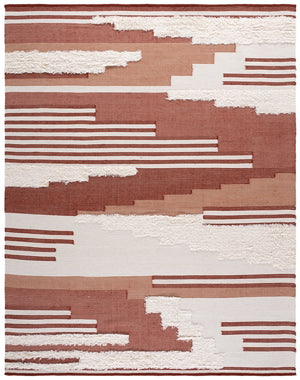 Safavieh Kenya Handwoven Runner Rug - Luxurious Geometric Design For Hallways & Modern Spaces, Crafted In India Rust ,Ivory 80% Wool,20% Cotton Kny280p-8