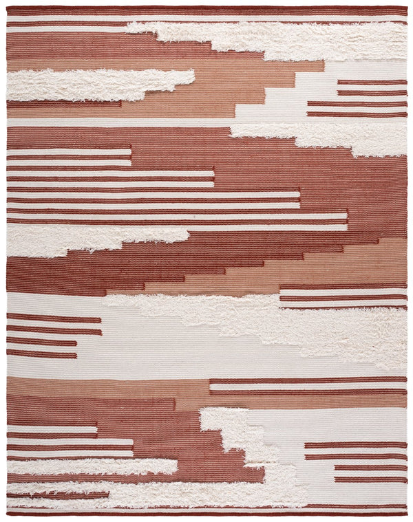 Safavieh Kenya Handwoven Runner Rug - Luxurious Geometric Design For Hallways & Modern Spaces, Crafted In India Rust ,Ivory 80% Wool,20% Cotton Kny280p-8