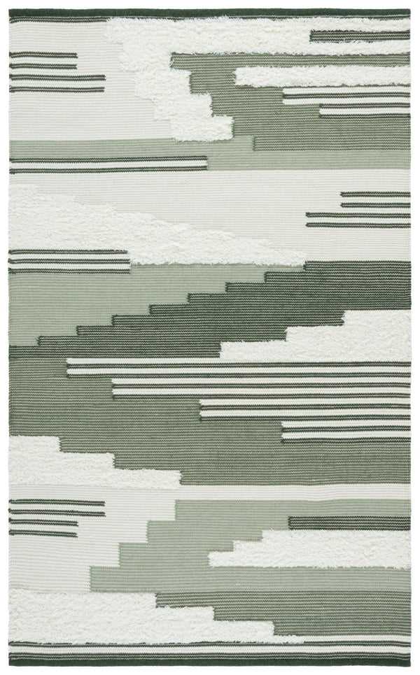Safavieh Kenya Handwoven Area Rug – Artisan Crafted Luxury For Your Home With Timeless Geometric Elegance Sage ,Ivory 80% Wool,20% Cotton Kny280w-3
