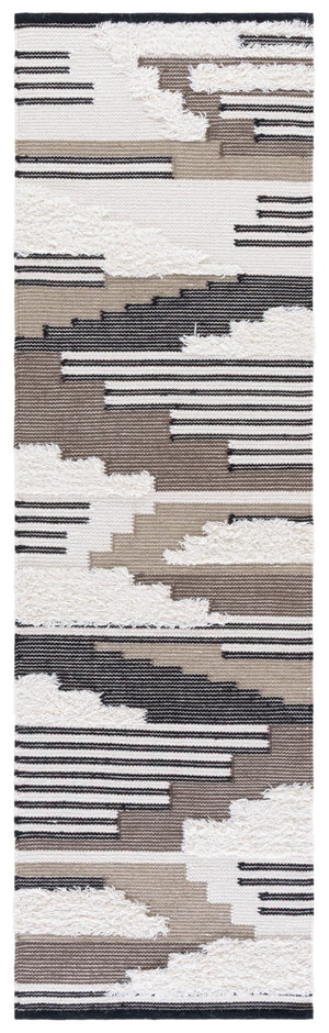 Safavieh Kenya Handwoven Area Rug – Artisan Crafted Luxury For Your Home With Timeless Geometric Elegance Black ,Ivory 80% Wool,20% Cotton Kny280z-6