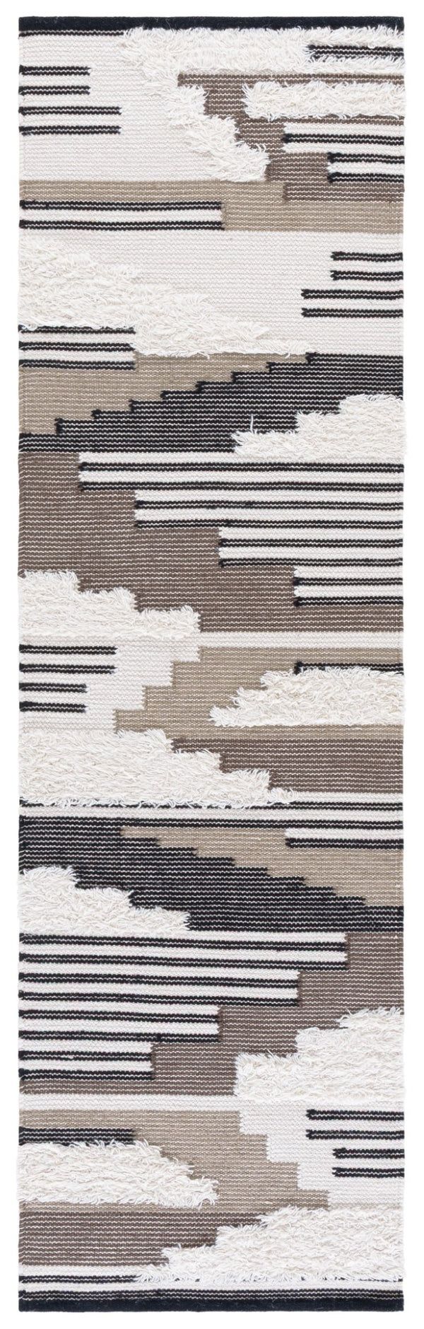 Safavieh Kenya Handwoven Area Rug – Artisan Crafted Luxury For Your Home With Timeless Geometric Elegance Black ,Ivory 80% Wool,20% Cotton Kny280z-6