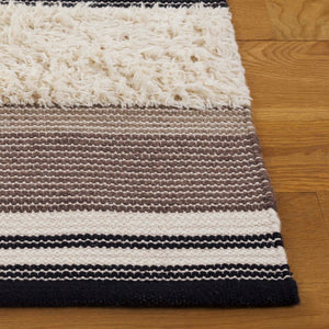 Safavieh Kenya Handwoven Area Rug – Artisan Crafted Luxury For Your Home With Timeless Geometric Elegance Black ,Ivory 80% Wool,20% Cotton Kny280z-6