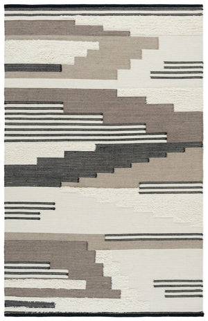 Safavieh Kenya Handwoven Area Rug – Artisan Crafted Luxury For Your Home With Timeless Geometric Elegance Black ,Ivory 80% Wool,20% Cotton Kny280z-6