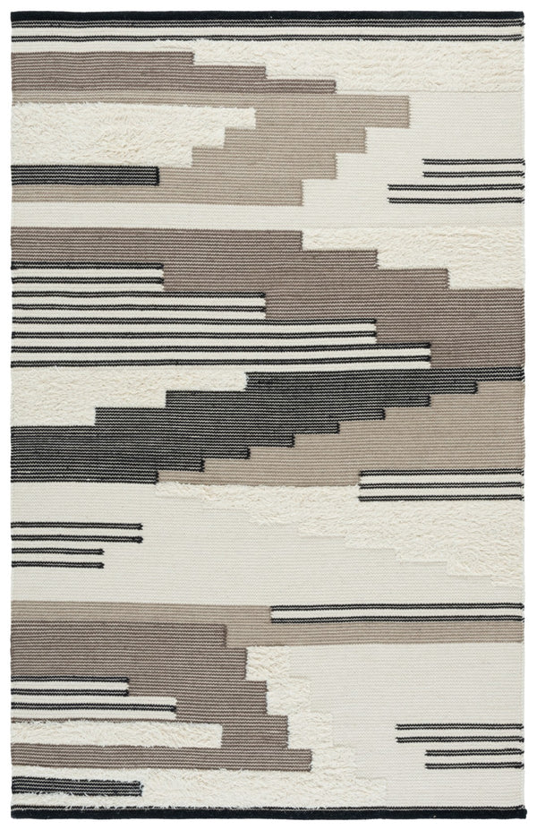 Safavieh Kenya Handwoven Area Rug – Artisan Crafted Luxury For Your Home With Timeless Geometric Elegance Black ,Ivory 80% Wool,20% Cotton Kny280z-6