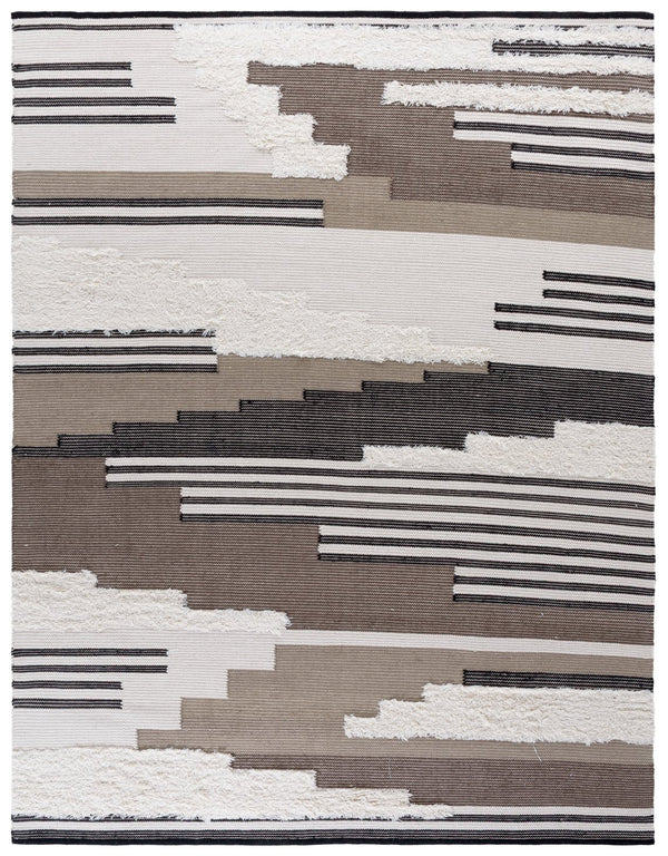 Safavieh Kenya Handwoven Runner Rug - Luxurious Geometric Design For Hallways & Modern Spaces, Crafted In India Black ,Ivory 80% Wool,20% Cotton Kny280z-8
