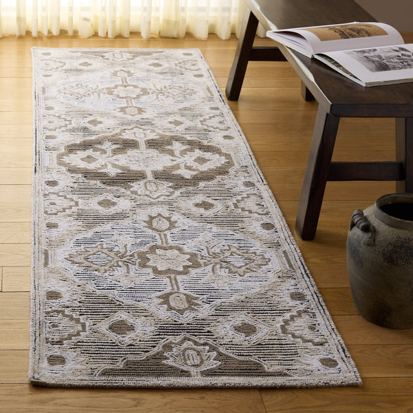 Safavieh Kenya Hand Tufted Runner Rug - Luxurious Texture, Timeless Design, Perfect For Hallways & Spaces Beige ,Ivory Polyester Pile Kny686b-28