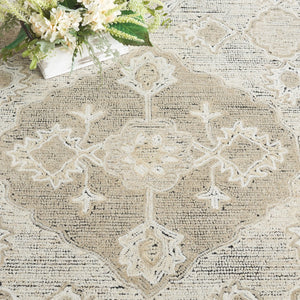 Safavieh Kenya Hand-tufted Area Rug – Elegant Polyester Design For Living Room, Bedroom & Home Office Decor Beige ,Ivory Polyester Pile Kny686b-4