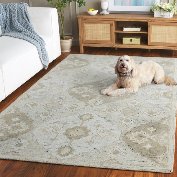 Safavieh Kenya Hand-tufted Area Rug – Elegant Polyester Design For Living Room, Bedroom & Home Office Decor Beige ,Ivory Polyester Pile Kny686b-4