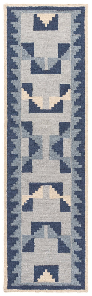 Safavieh Kenya Hand-Tufted Blue And Ivory Wool Rug — Bohemian Low-Pile Comfort, Durable Indian Craftsmanship 4'-0" x 6'-0" KNY688M-4
