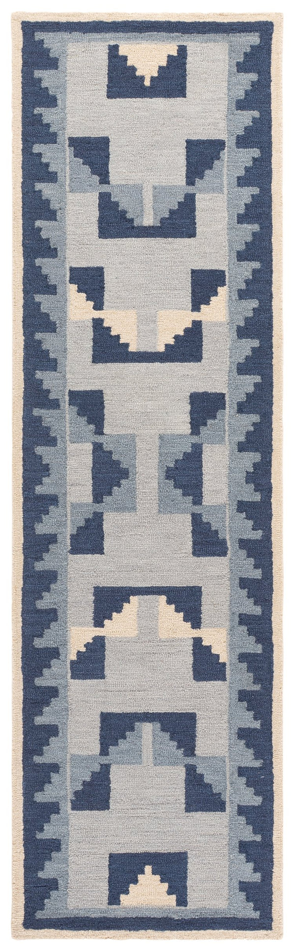 Safavieh Kenya Hand-Tufted Blue And Ivory Wool Area Rug — Bohemian Geometric Design, Soft Low-Profile Comfort 5'-0" x 8'-0" KNY688M-5