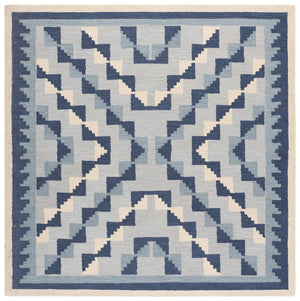 Safavieh Kenya Hand-Tufted Blue And Ivory Wool Area Rug — Bohemian Geometric Design, Soft Low-Profile Comfort 5'-0" x 8'-0" KNY688M-5