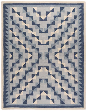 Safavieh Kenya Hand-Tufted Blue And Ivory Wool Rug — Bohemian Low-Pile Comfort, Durable Indian Craftsmanship 4'-0" x 6'-0" KNY688M-4