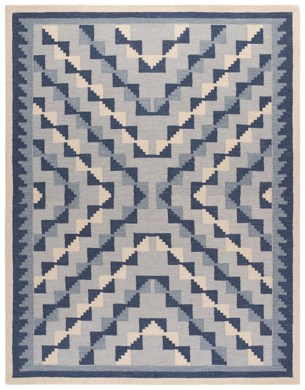 Safavieh Kenya Hand-Tufted Wool Rug In Blue And Ivory — Bohemian Geometric Design For Cozy Living Spaces 8'-0" x 10'-0" KNY688M-8