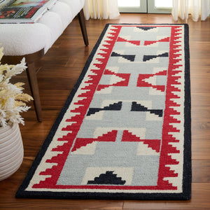 Safavieh Kenya Hand-Tufted Wool Rug In Bold Red & Black — Bohemian Geometric Accent For Living Rooms 5'-0" x 8'-0" KNY688P-5