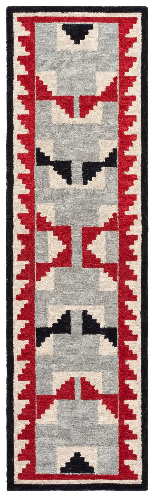 Safavieh Kenya Hand-Tufted Red And Black Wool Rug, Bohemian Geometric Accent, Low 3/8" Pile, Made In India 7'-0" x 7'-0" KNY688P-7SQ