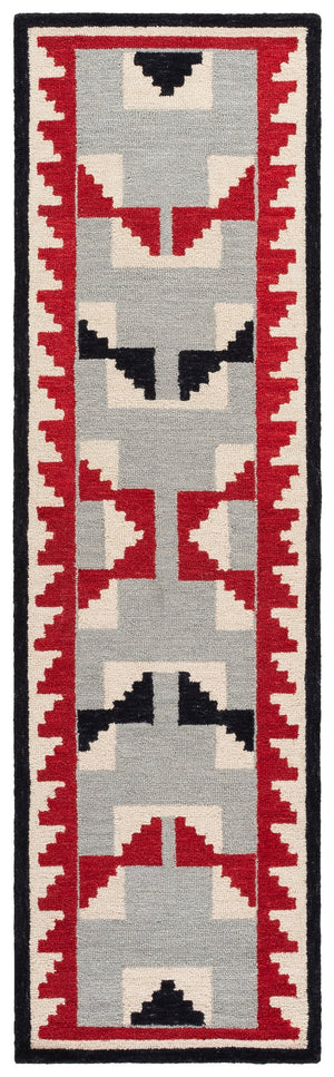 Safavieh Kenya Hand-Tufted Wool Runner With Bold Red & Black Bohemian Geometric Design, Low 3/8" Pile Finish 2'-3" x 8'-0" KNY688P-28