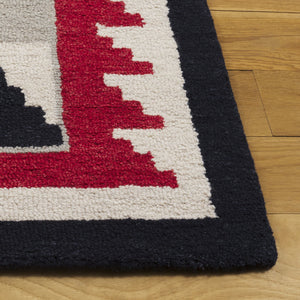 Safavieh Kenya Hand-Tufted Wool Rug In Bold Red & Black — Bohemian Geometric Accent For Living Rooms 5'-0" x 8'-0" KNY688P-5