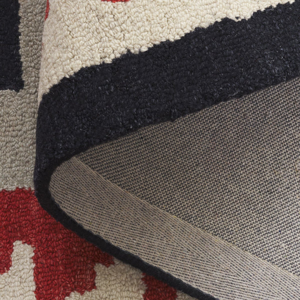 Safavieh Kenya Hand-Tufted Red And Black Wool Rug, Bohemian Geometric Accent, Low 3/8" Pile, Made In India 7'-0" x 7'-0" KNY688P-7SQ