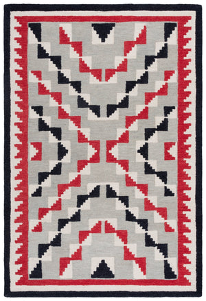 Safavieh Kenya Hand-Tufted Red And Black Wool Rug, Bohemian Geometric Accent, Low 3/8" Pile, Made In India 7'-0" x 7'-0" KNY688P-7SQ