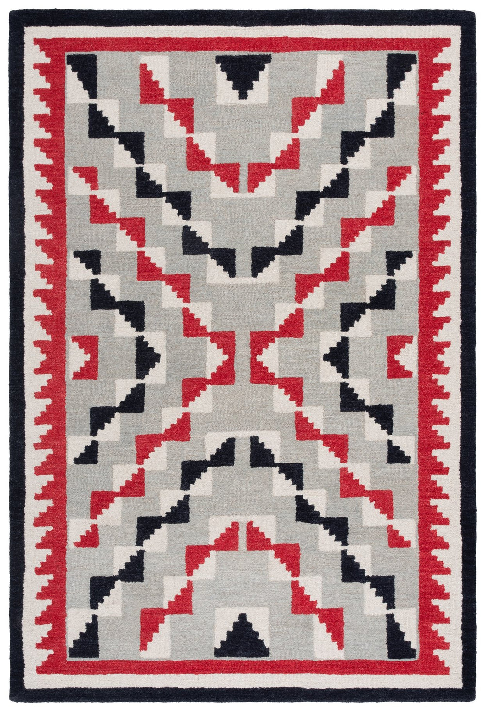 Safavieh Kenya Hand-Tufted Wool Runner With Bold Red & Black Bohemian Geometric Design, Low 3/8" Pile Finish 2'-3" x 8'-0" KNY688P-28