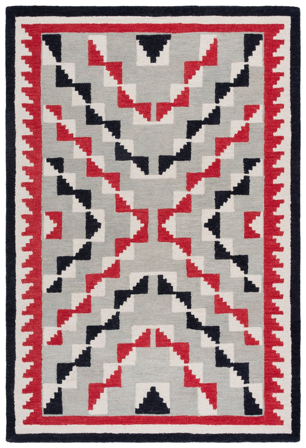 Safavieh Kenya Hand-Tufted Wool Runner With Bold Red & Black Bohemian Geometric Design, Low 3/8" Pile Finish 2'-3" x 8'-0" KNY688P-28