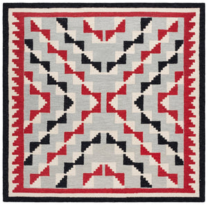 Safavieh Kenya Hand-Tufted Red And Black Wool Rug, Bohemian Geometric Accent, Low 3/8" Pile, Made In India 7'-0" x 7'-0" KNY688P-7SQ