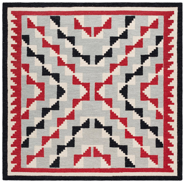 Safavieh Kenya Hand-Tufted Wool Runner With Bold Red & Black Bohemian Geometric Design, Low 3/8" Pile Finish 2'-3" x 8'-0" KNY688P-28